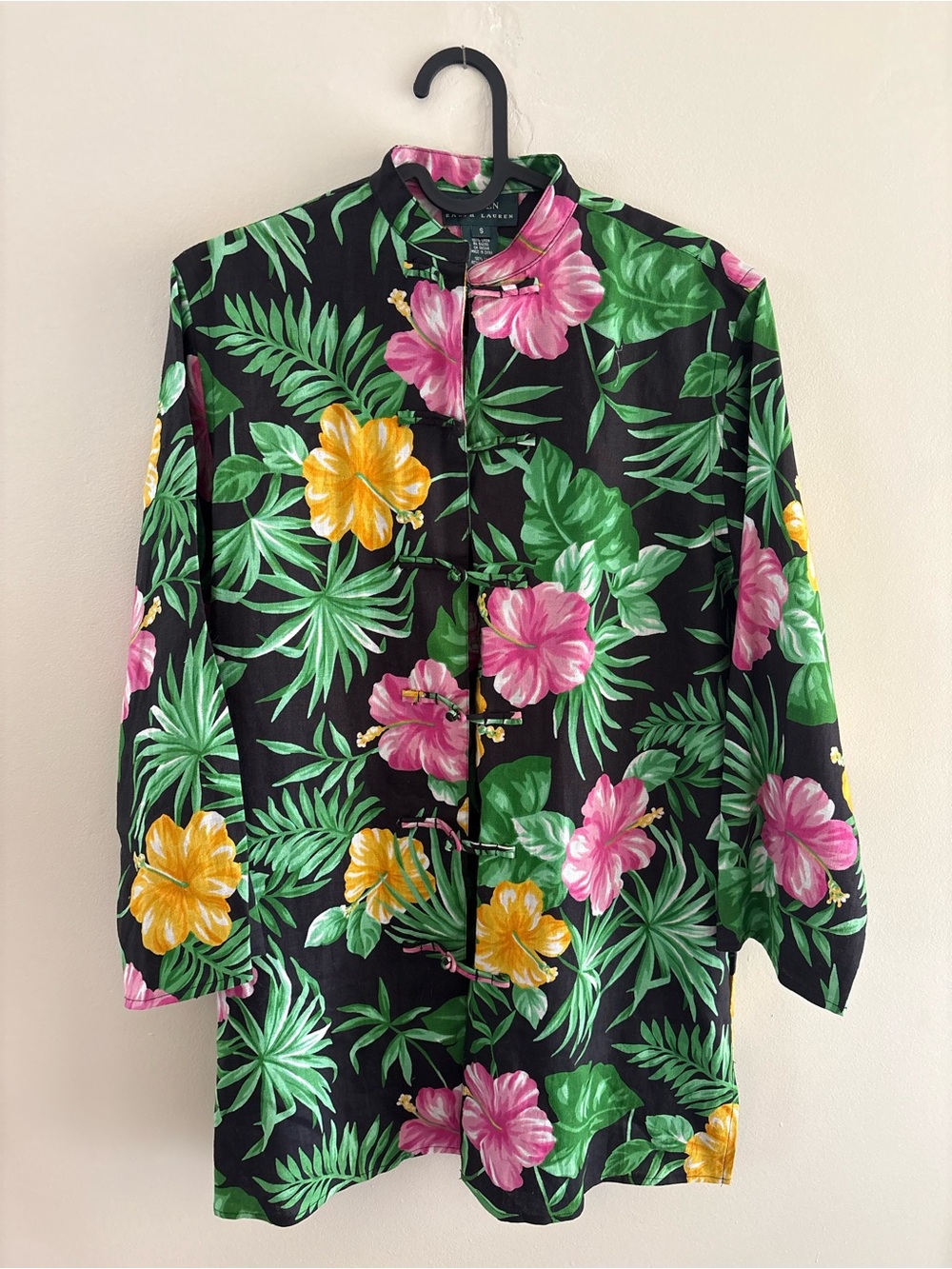 Lauren Ralph Lauren Linen Floral Frog Closure Blouse - Picture 3 of 6